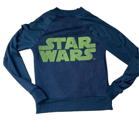 Graphic Star Wars Black Zip Up Athletic Top Mesh Back Size Small - Picture 2 of 7